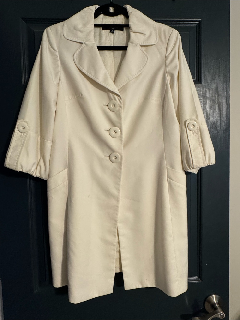 Nine West Cream Button-Front Trench Coat